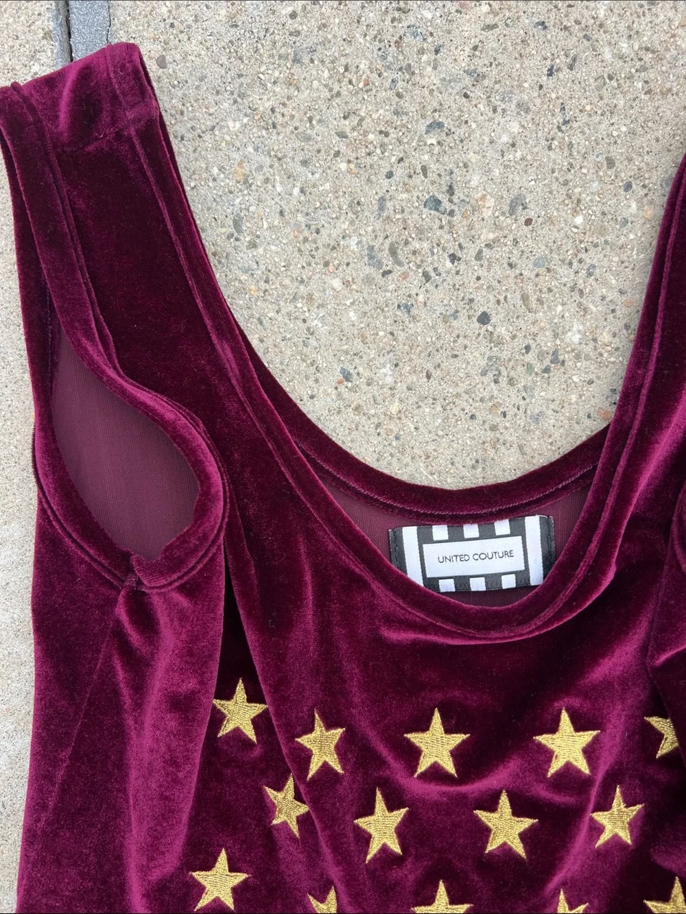 Burgundy Velvet Star Tank Dress in Deep Wine - Picture 3 of 7